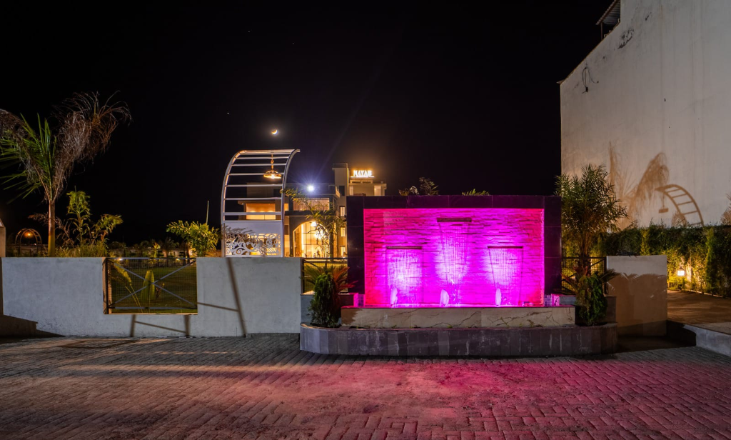 Pink Ambient LED Waterfall Fountain & Entrance